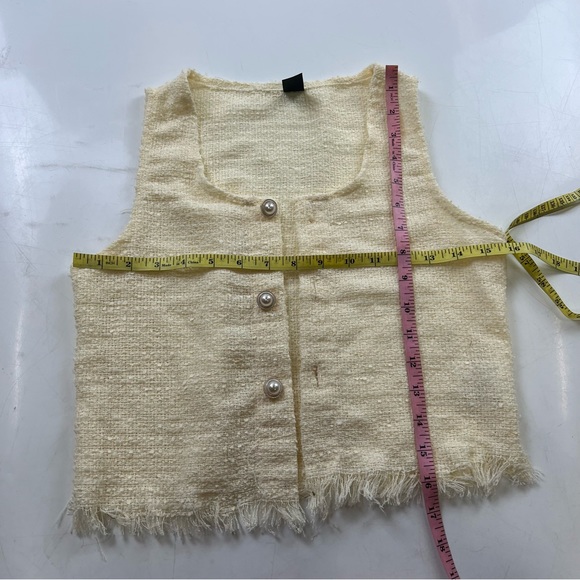 Dazy women’s beige sleeveless button down vest S L32-1 - Picture 4 of 6